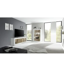 Stolik Pod TV BASIC 140 Cm Biały z dodatkiem koloru klon pero