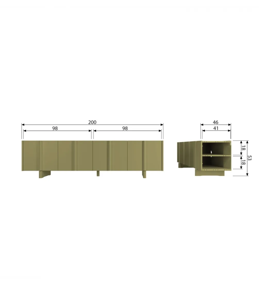 Stolik pod TV BASU 200 cm drewno sosny moss