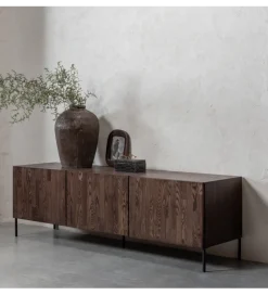 Stolik pod TV BONO 180 cm drewno jesion ciemny brązowy