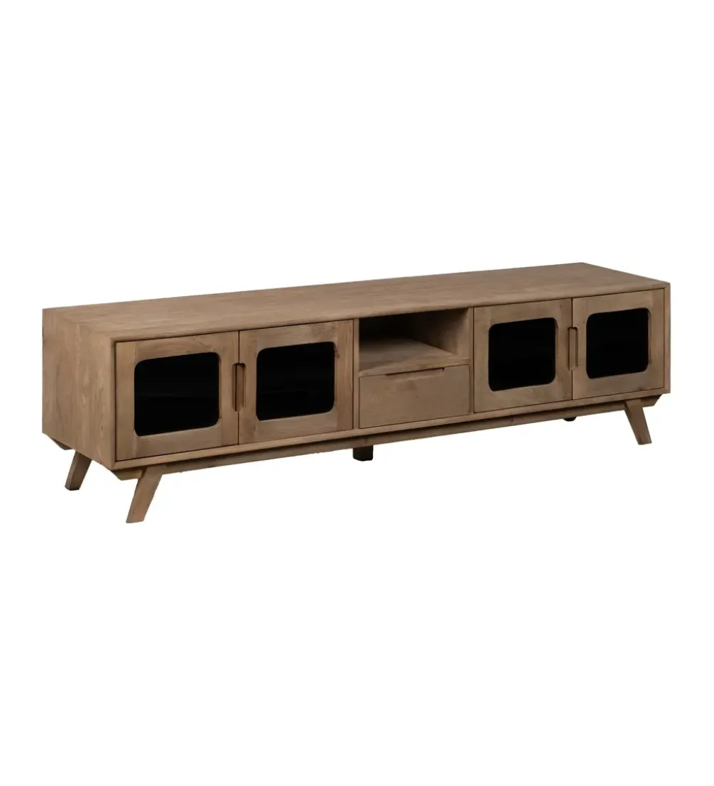 Stolik pod TV BURNIE drewno mango