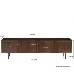 Stolik pod TV ELANI 180 cm drewno mango brąz
