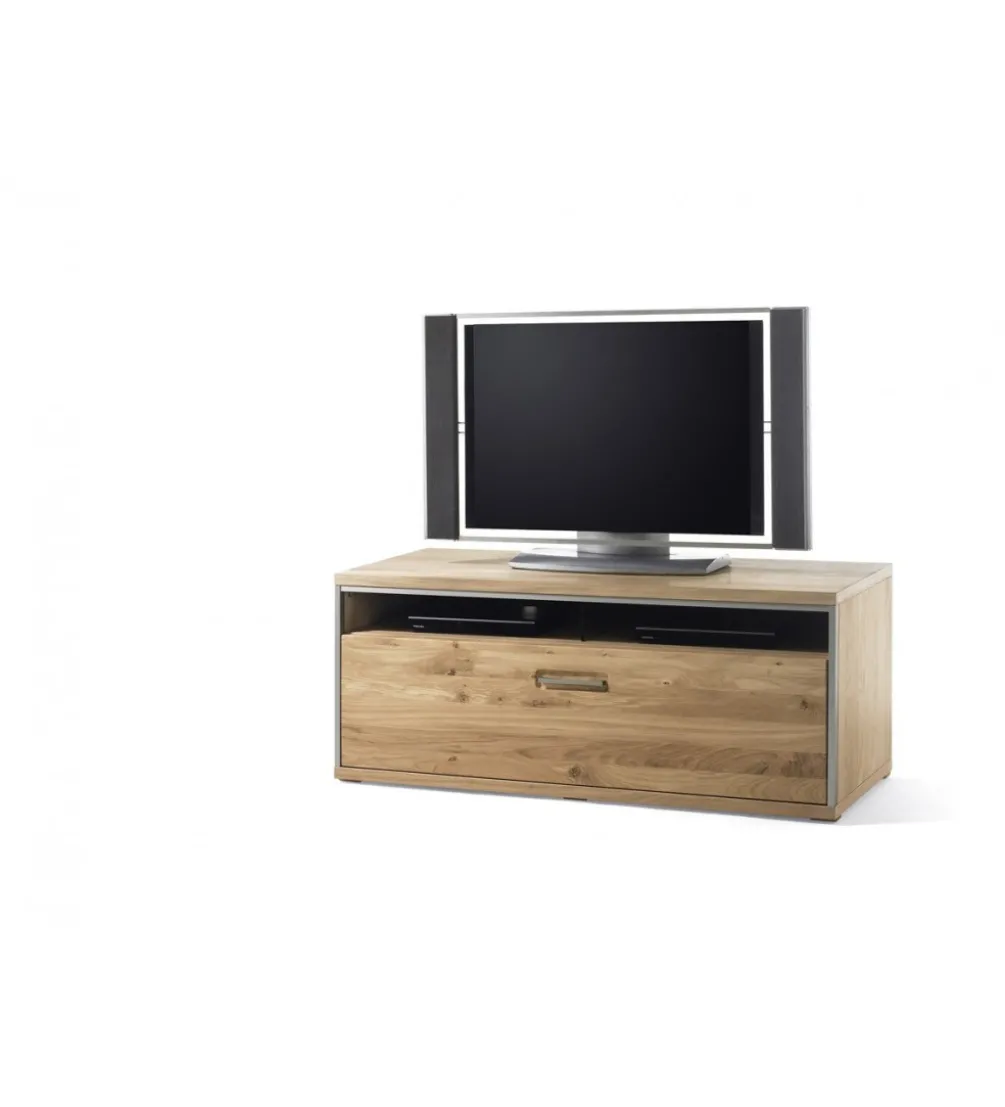 Stolik pod TV ESPERO 124 cm dąb sękaty olejowany w kolorze bianco
