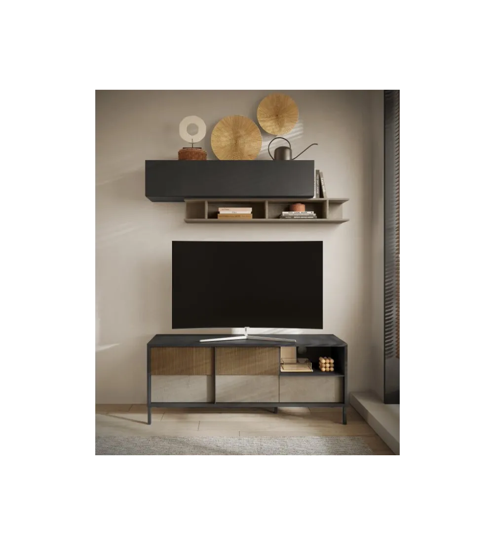 Stolik pod TV EVEREST 156 cm brązowo beżowy