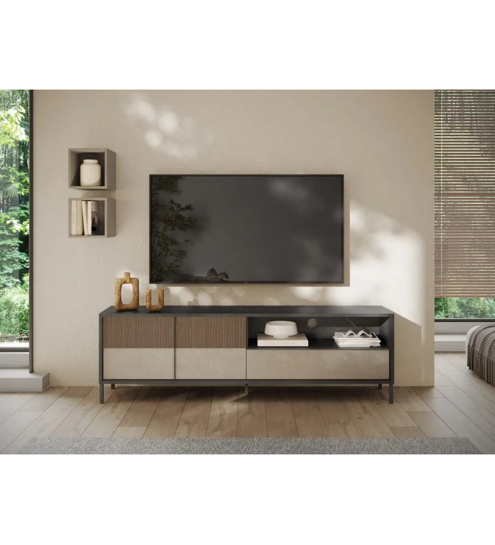 Stolik pod TV EVEREST 206 cm brązowo beżowy