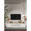 Stolik pod TV FANTASY 205 cm biały z dodatkiem koloru dąb Cadiz