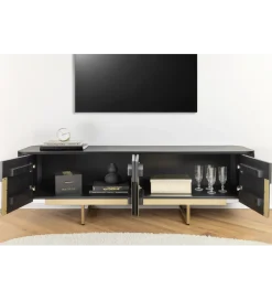 Stolik pod TV GATSBY 160 cm drewno mango czarna