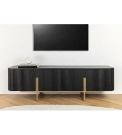 Stolik pod TV GATSBY 160 cm drewno mango czarna