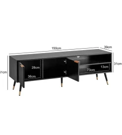 Stolik pod TV GLIMER II 150 cm czarny
