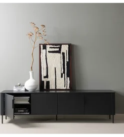Stolik pod TV GUNNAR 200 cm czarny mat