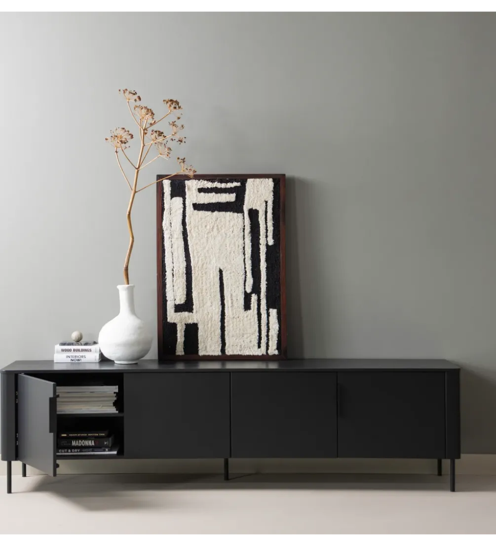 Stolik pod TV GUNNAR 200 cm czarny mat