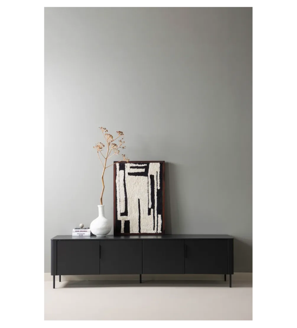 Stolik pod TV GUNNAR 200 cm czarny mat