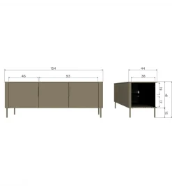 Stolik pod TV GUNNAR 154 cm drewno sosny szary