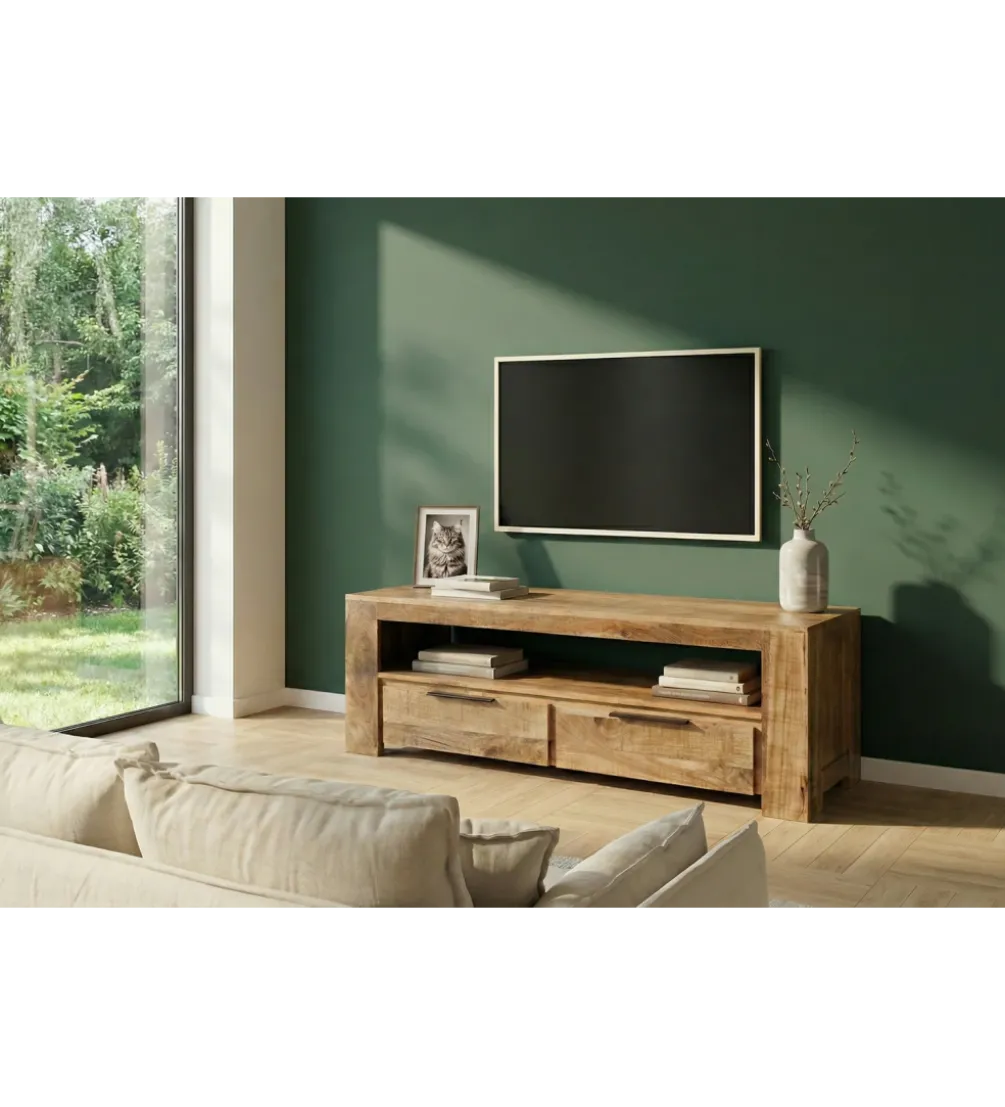 Stolik pod TV Iron Craft 130 cm drewno mango