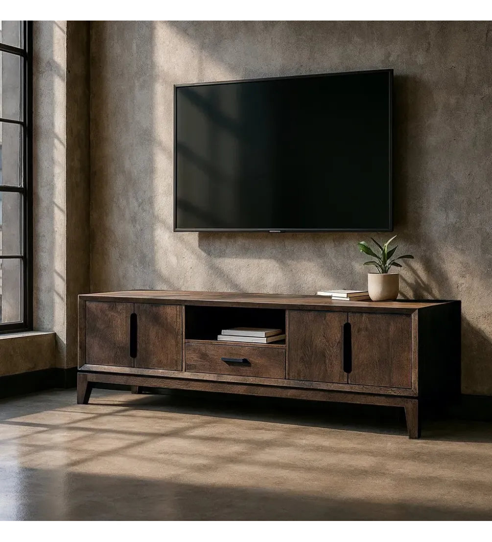 Stolik pod TV KILIAN 200 cm drewno mango brązowa