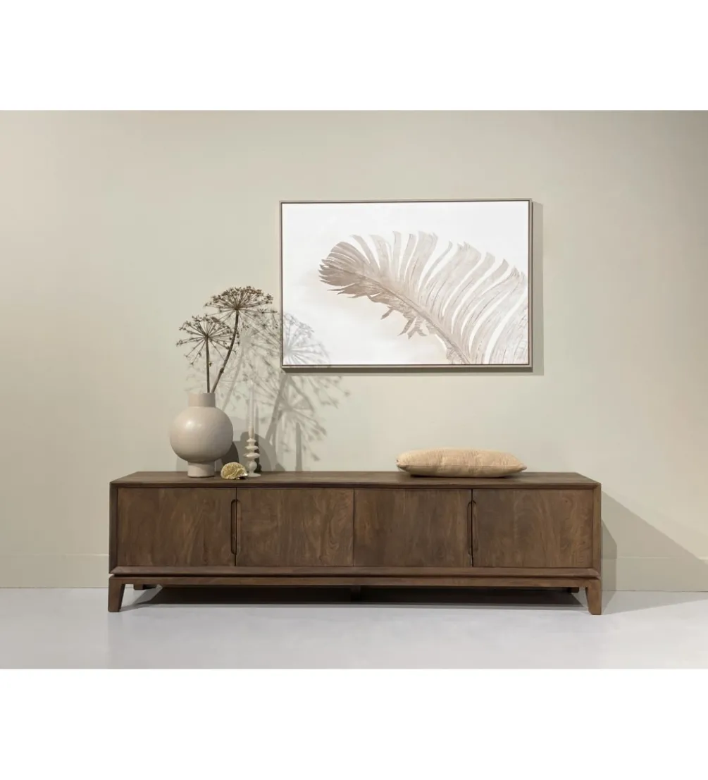 Stolik pod TV KORTE 210 cm drewno mango brąz