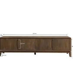 Stolik pod TV KORTE 210 cm drewno mango brąz