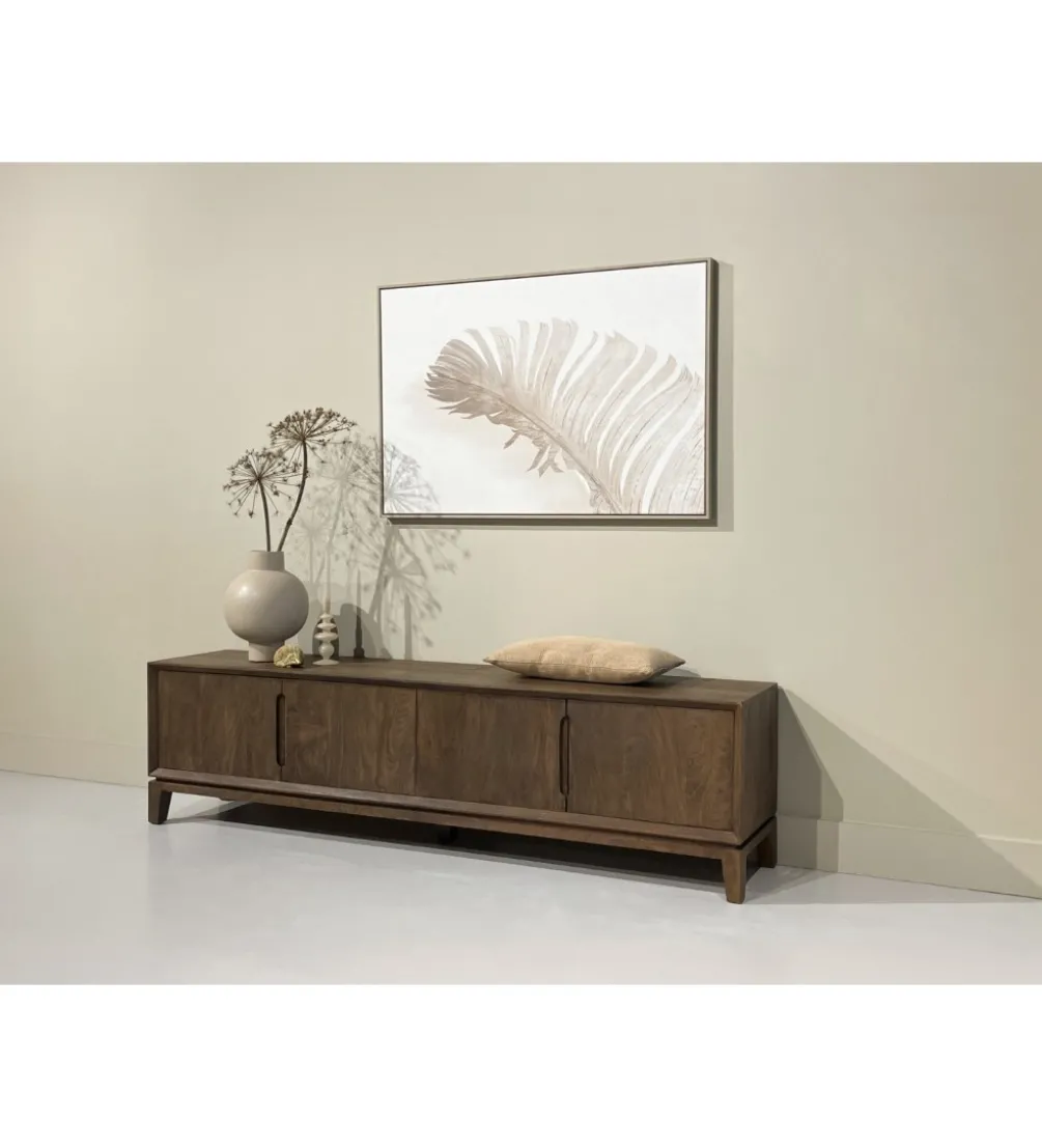 Stolik pod TV KORTE 210 cm drewno mango brąz