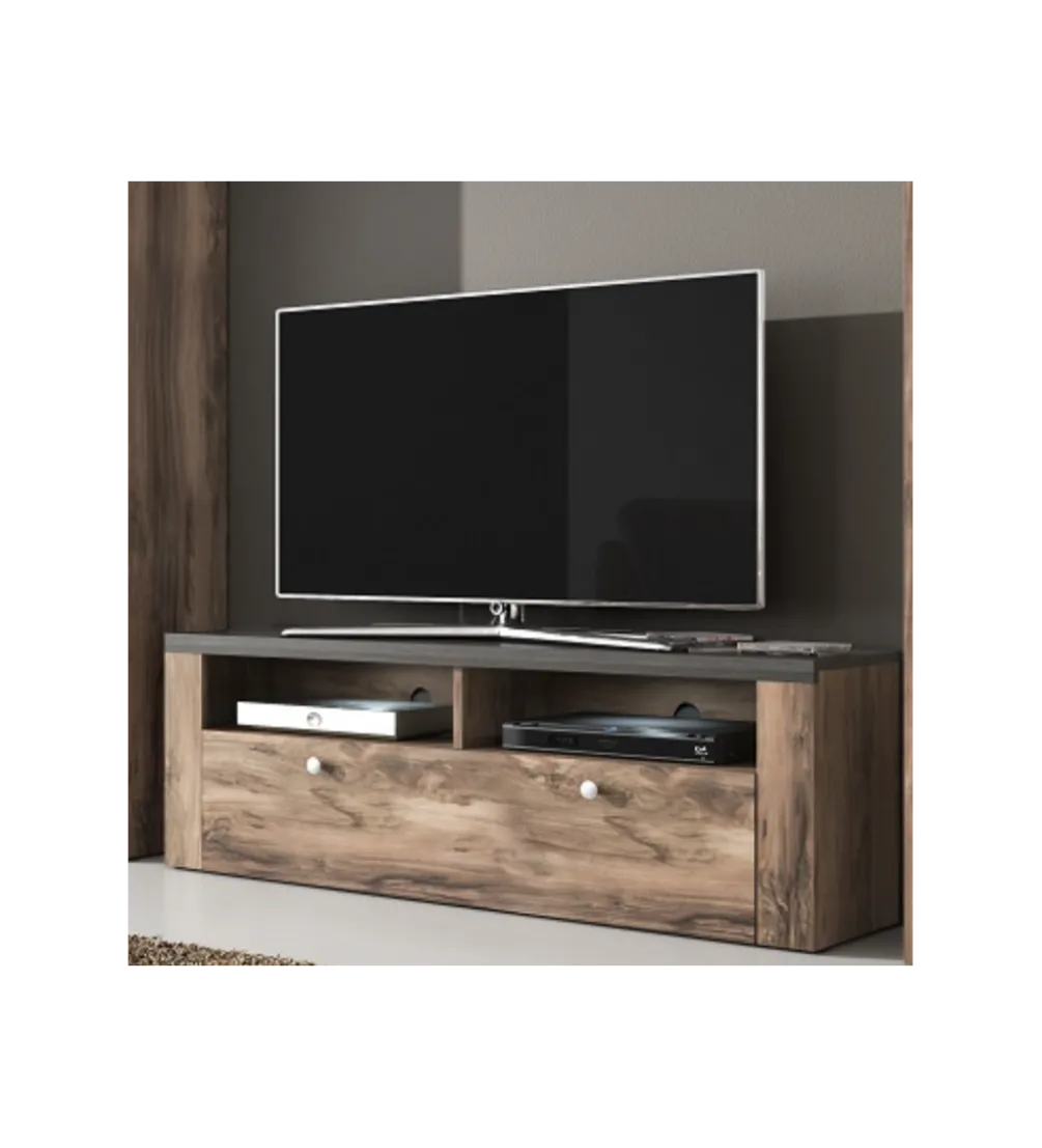 Stolik pod TV LARONA 140 Cm O Wybarwieniu Satin Nussbaum z kolorem Touchwood