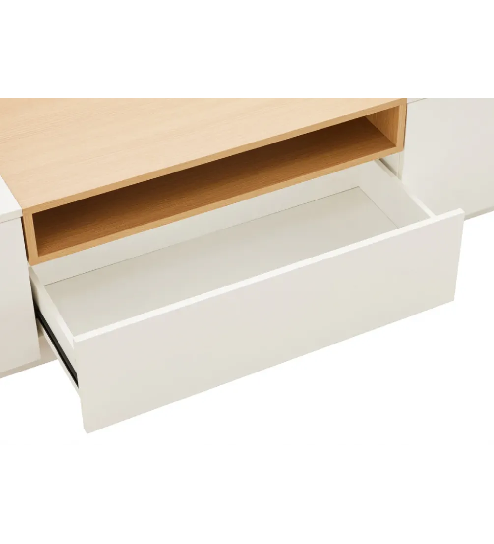 Stolik pod TV LOFT 160 cm biało naturalna