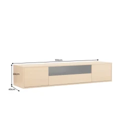 Stolik pod TV LOFT wiszący 150 cm naturalno czarna