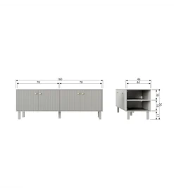 Stolik pod TV MADU 160 cm drewno sosny szary