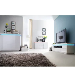 Stolik pod TV OCEAN 175 cm biały z oświetleniem