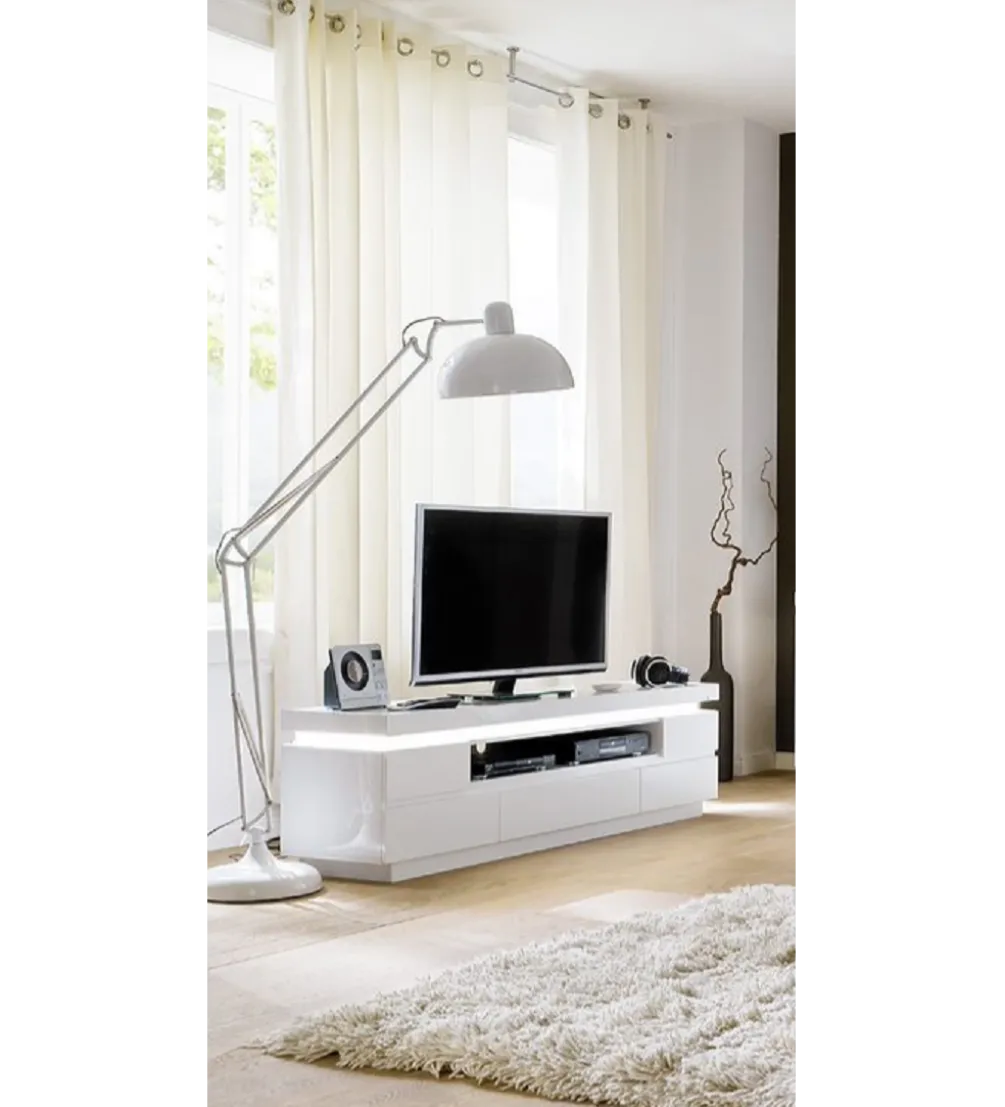 Stolik pod TV OCEAN 175 cm biały z oświetleniem