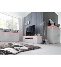 Stolik pod TV OCEAN 175 cm biały z oświetleniem