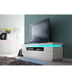 Stolik pod TV OCEAN 175 cm biały z oświetleniem