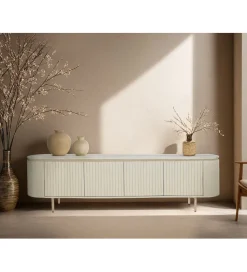 Stolik pod TV PATOU 210 cm jasnobeżowy drewno mango