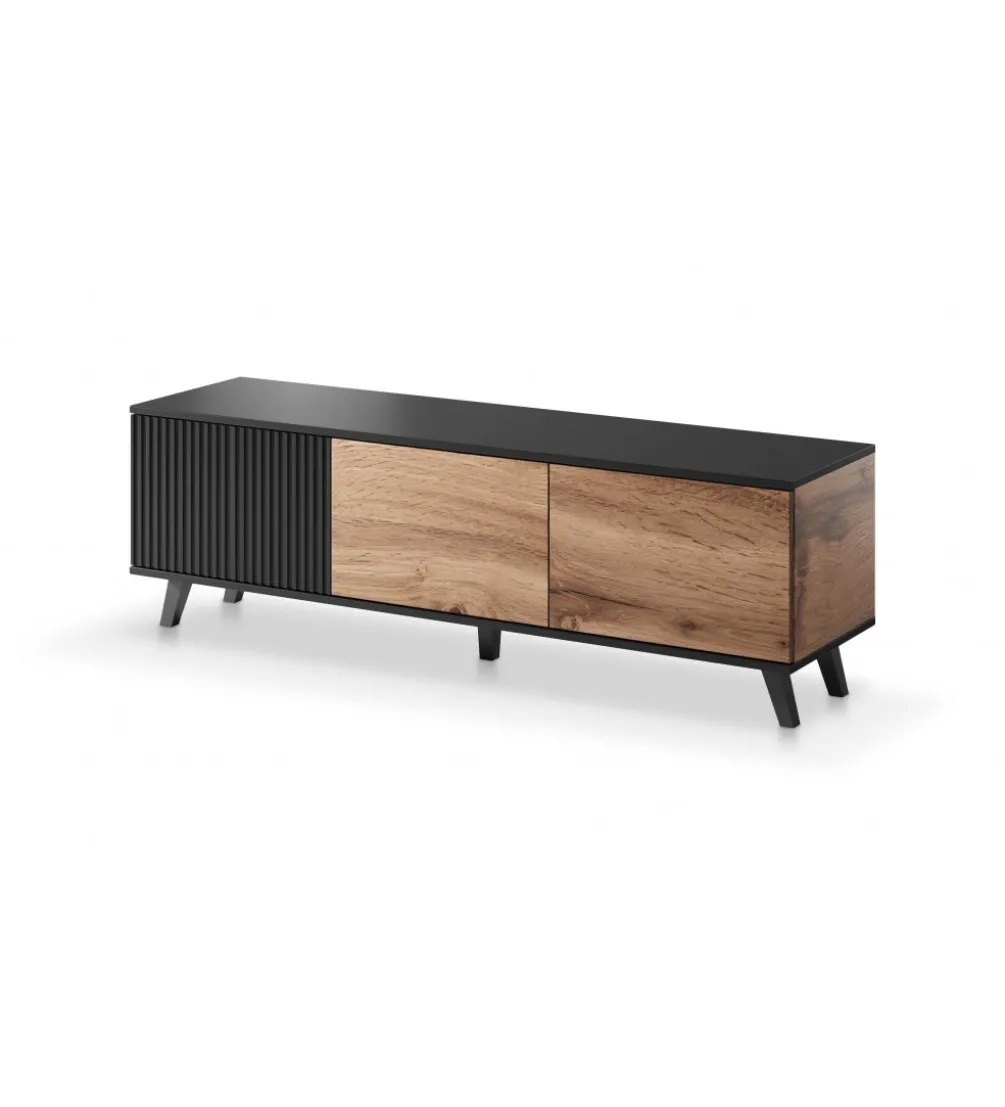 Stolik pod TV RANDOM 180 cm w kolorze dąb wotan z kolorem czarnym