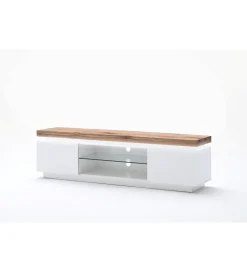 Stolik Pod TV ROMINA 175 Cm Biały Z Dębowym Blatem