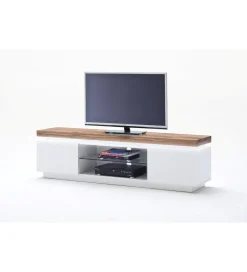 Stolik Pod TV ROMINA 175 Cm Biały Z Dębowym Blatem