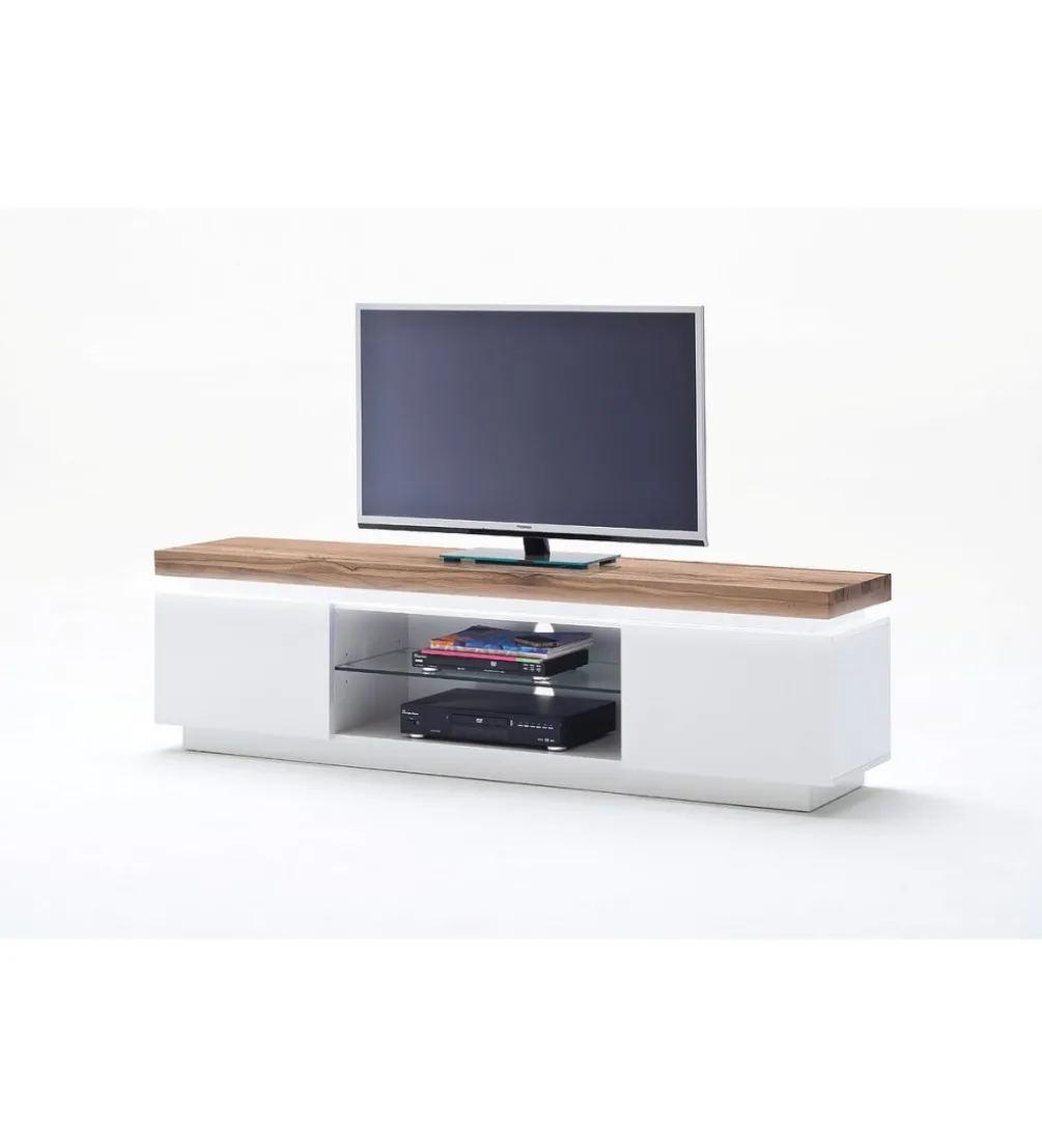 Stolik Pod TV ROMINA 175 Cm Biały Z Dębowym Blatem