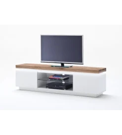 Stolik Pod TV ROMINA 175 Cm Biały Z Dębowym Blatem