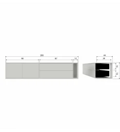 Stolik pod TV SETTLE 200 cm drewno sosny dust