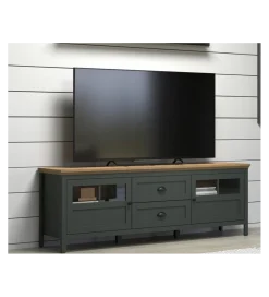 Stolik pod TV STANTON 184 cm w optyce dębu Evoke Ciemnozielony