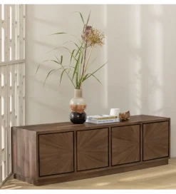 Stolik pod TV SUN 150 cm drewno teak brązowy