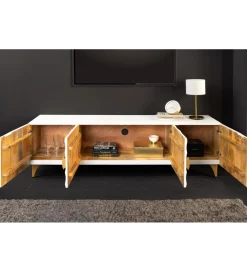 Stolik pod TV SWEET GOLDEN SUNSET 180 cm drewno mango biała