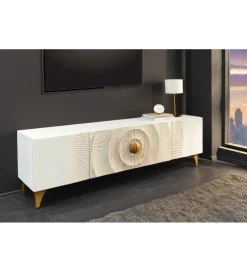 Stolik pod TV SWEET GOLDEN SUNSET 180 cm drewno mango biała
