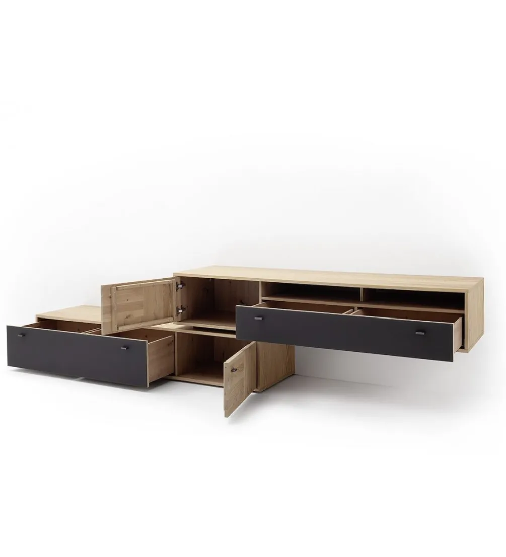 Stolik pod TV VALENCIA 306 cm antracytowo naturalny