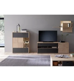 Stolik pod TV VALENCIA 184 cm antracytowo naturalny