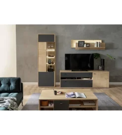 Stolik pod TV VALENCIA 184 cm antracytowo naturalny