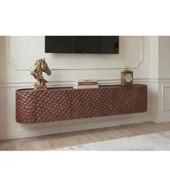 Stolik pod TV wiszący ADLON 160 cm drewno mango wzór 3D