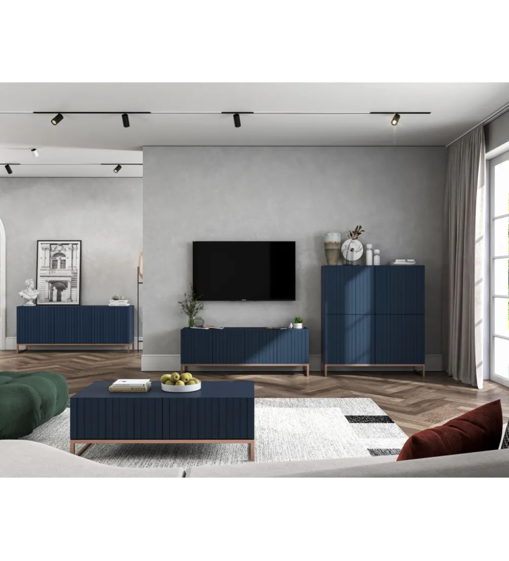 Stolik pod TV wiszący ELPIS 150 cm granatowy