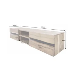 Stolik pod Tv wiszący EUFRAT Amazonas 160 cm drewno akacja