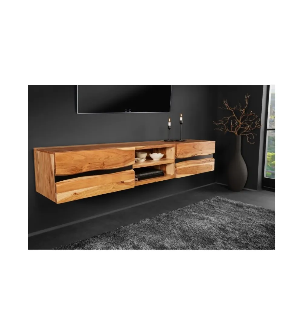Stolik pod Tv wiszący EUFRAT Amazonas 160 cm drewno akacja
