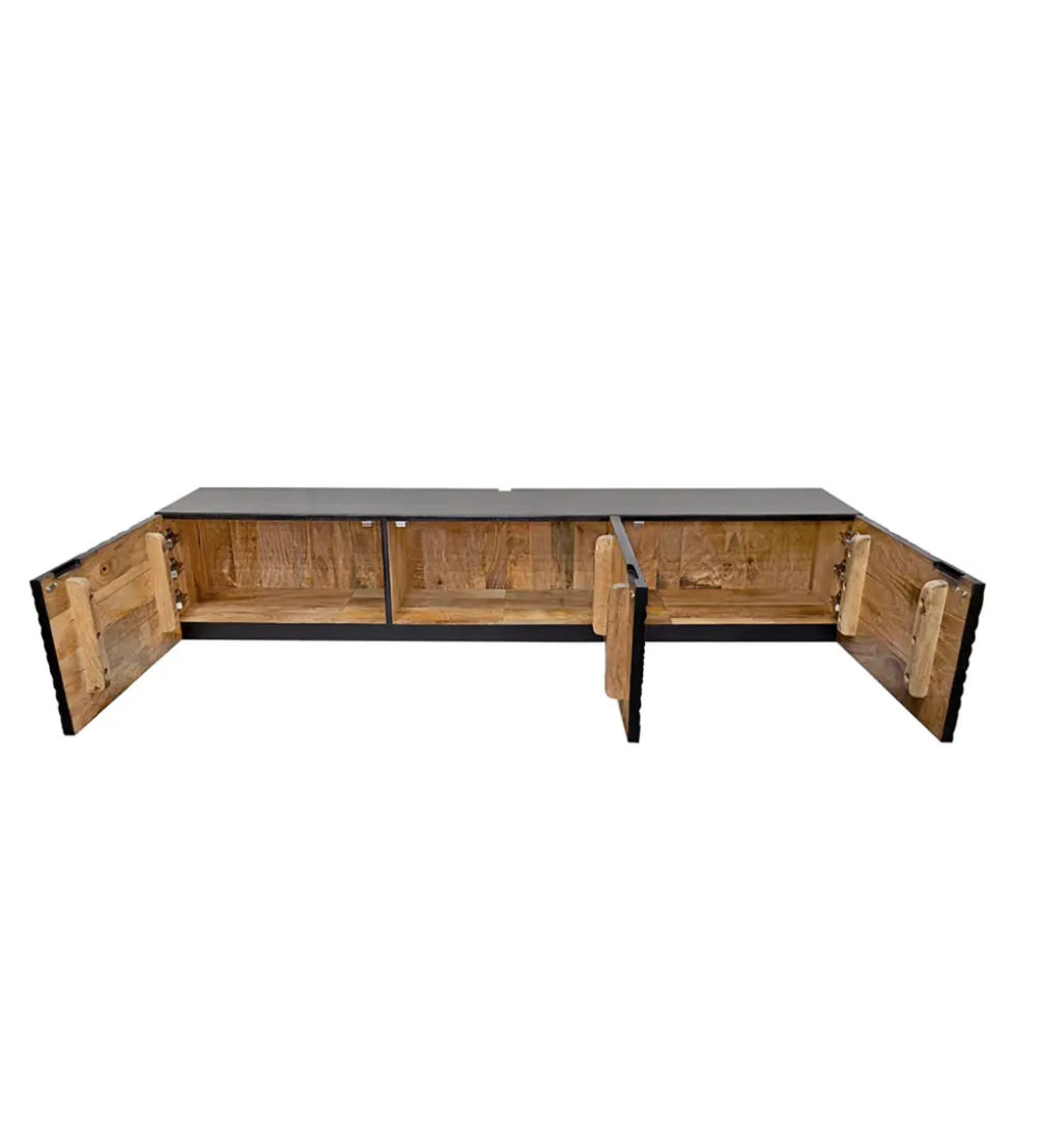 Stolik pod TV wiszący ILLUSION 160 cm 3D drewno mango