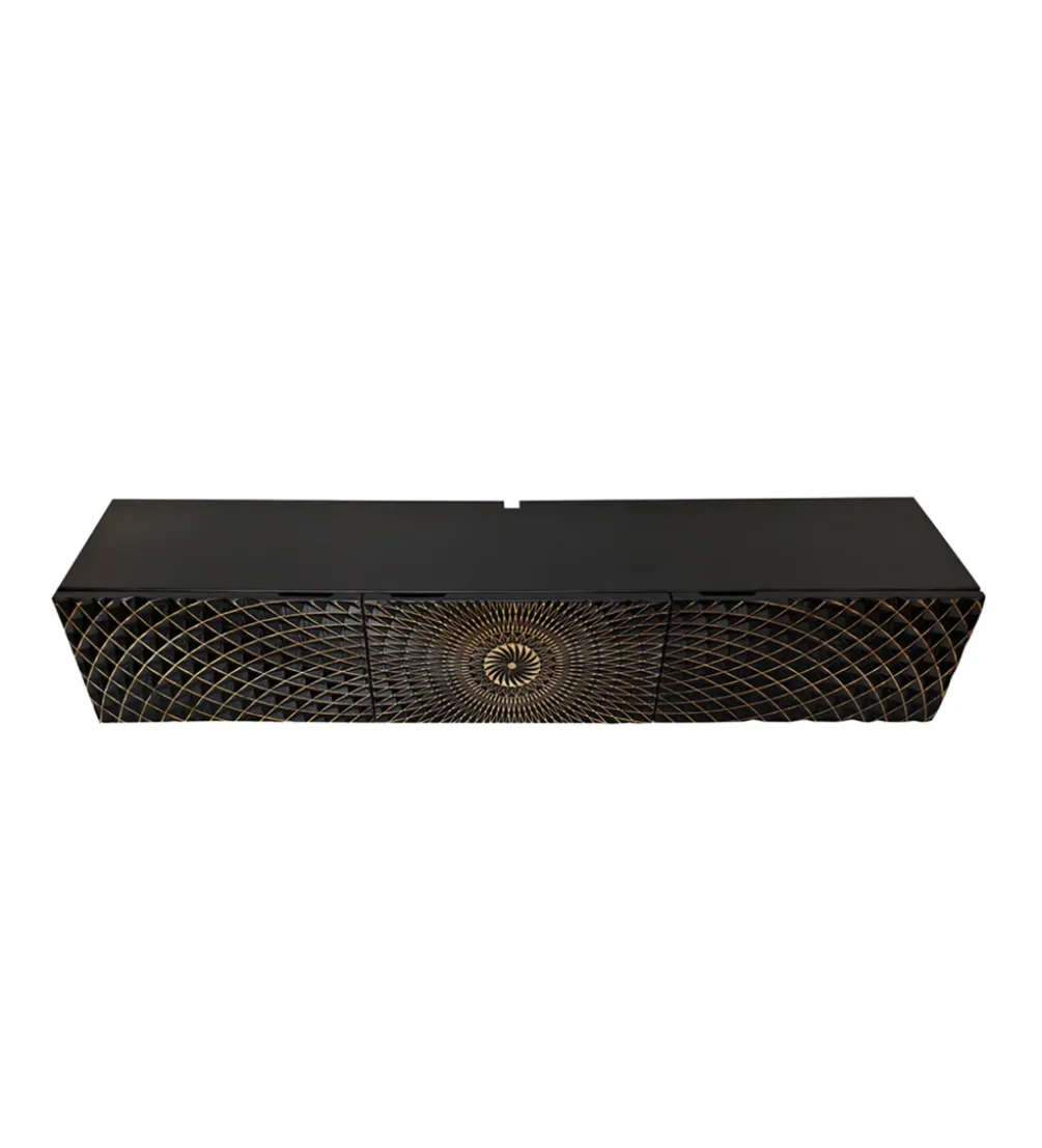 Stolik pod TV wiszący ILLUSION 160 cm 3D drewno mango