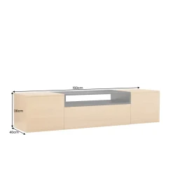 Stolik pod TV wiszący LOFT 160 cm naturalna czarna